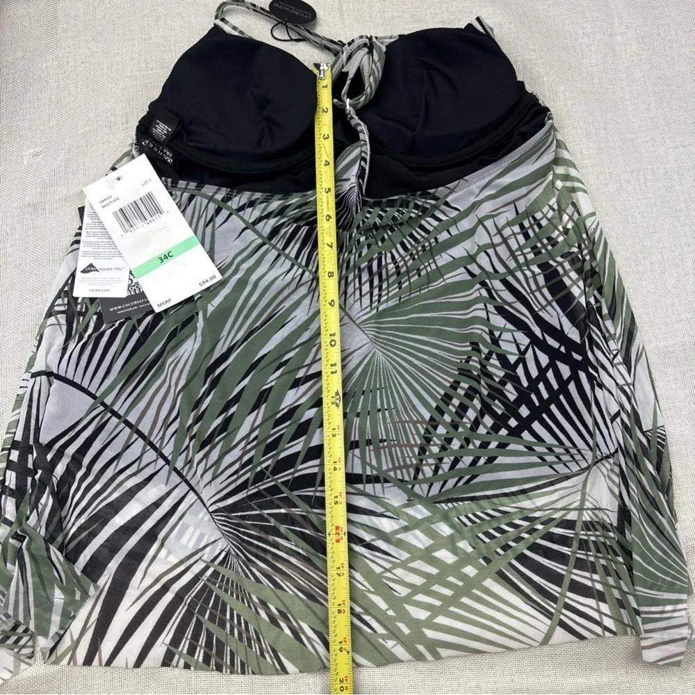 Coco Reef Women's Current Printed Mesh Bra-Sized Tankini Top Size 34C